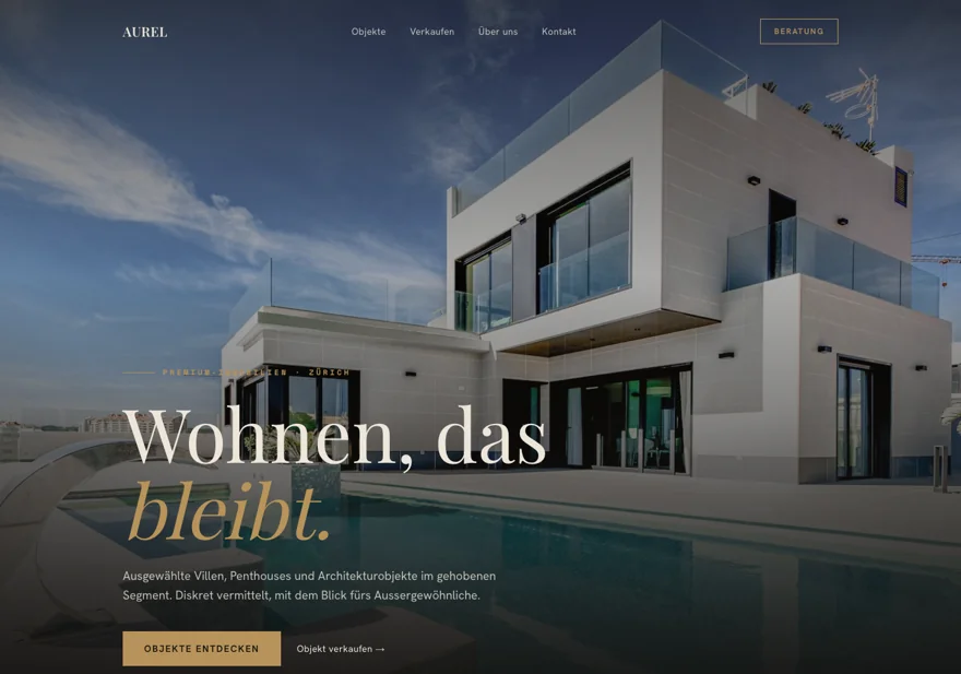 Demo-Konzept einer Website für Luxus-Immobilien